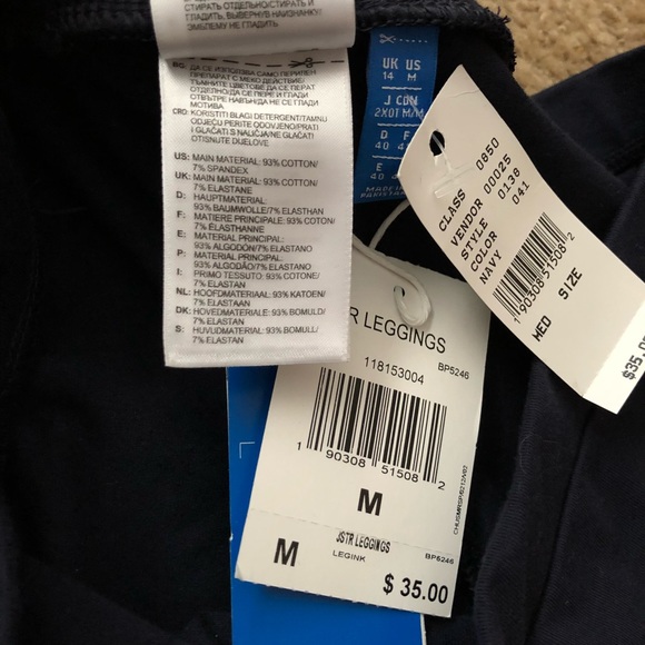 Adidas Originals three stripe navy leggings NWT - Picture 8 of 8